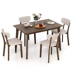 Costway 5-Piece Dining Table Set for 4 Farmhouse Wooden Table & 4 Upholstered Chairs