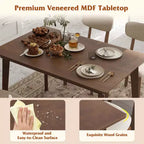 Ensemble table de salle à manger 5 pièces Costway pour 4 personnes, table en bois de style ferme et 4 chaises rembourrées