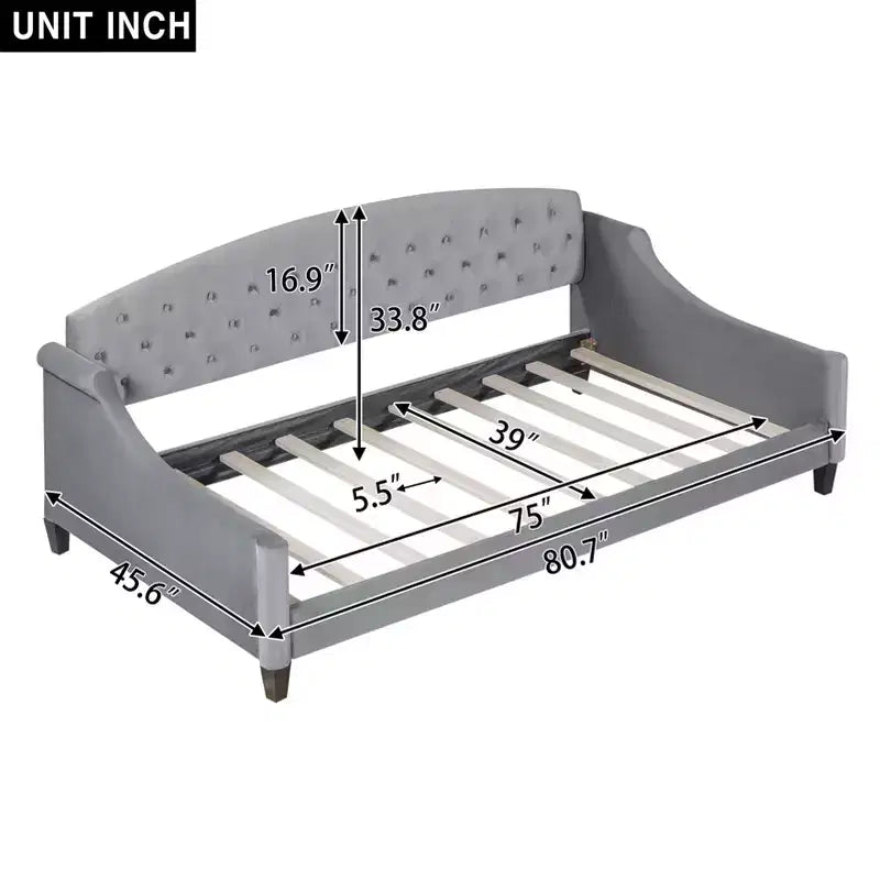 Lit de repos capitonné de luxe moderne Whisen 80,7''L x 45,6''l