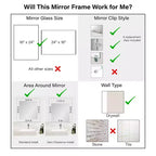 Cadre de miroir de salle de bain Amanti Art Mirror Makeover – Kit de bordure de cadre entièrement assemblé à coller – Miroir NON inclus – Bordure brossée Vista Nickel