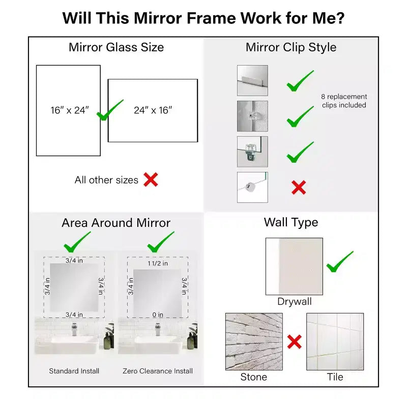 Cadre de miroir de salle de bain Amanti Art Mirror Makeover – Kit de bordure de cadre entièrement assemblé à coller – Miroir NON inclus – Bordure brossée Vista Nickel