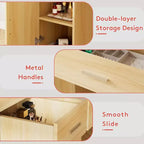 HYLEORY Coiffeuse avec miroir, prise de courant et 10 ampoules, table de maquillage avec 3 tiroirs, 3 modes de couleur disponibles pour chambre à coucher