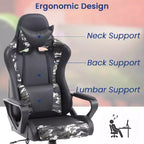 Chaise de bureau BestMassage Gaming Chair à dossier haut avec support lombaire, fonction massage et roulettes en cuir PU pour adultes et adolescents