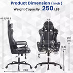Chaise de bureau BestMassage Gaming Chair à dossier haut avec support lombaire, fonction massage et roulettes en cuir PU pour adultes et adolescents