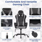 Chaise de bureau BestMassage Gaming Chair à dossier haut avec support lombaire, fonction massage et roulettes en cuir PU pour adultes et adolescents