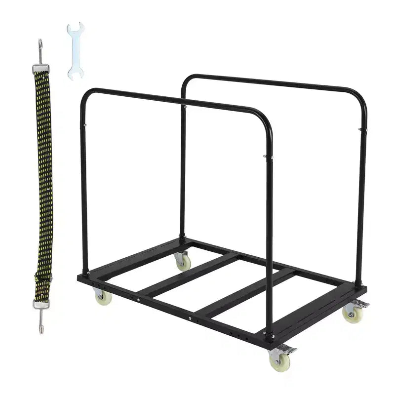 Chariot de table pliant Garvee, chariot de transport robuste de 816 kg avec 5 roulettes pivotantes, chariot de bureau noir pour garage, maison, entrepôt