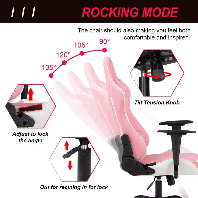 Chaise de jeu BestMassage, chaise de bureau avec support lombaire, appui-tête, accoudoirs et roulettes pivotantes pour joueurs de PC