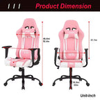 Chaise de jeu BestMassage, chaise de bureau avec support lombaire, appui-tête, accoudoirs et roulettes pivotantes pour joueurs de PC
