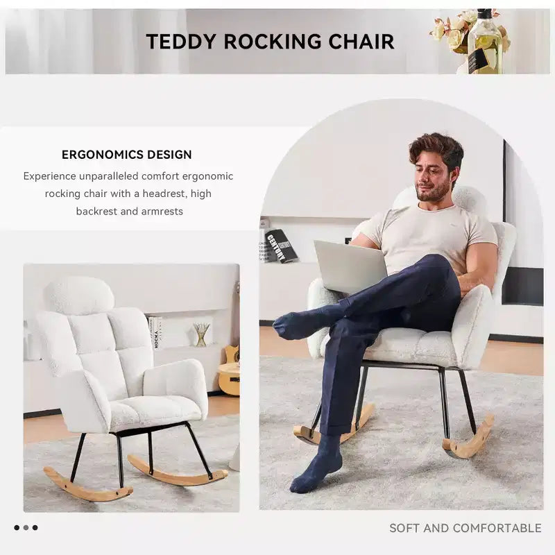 Zeus & Ruta Fauteuil d'appoint moderne du milieu du siècle, siège rembourré avec dossier haut et coussins (Ivoire/Gris foncé/Rose)
