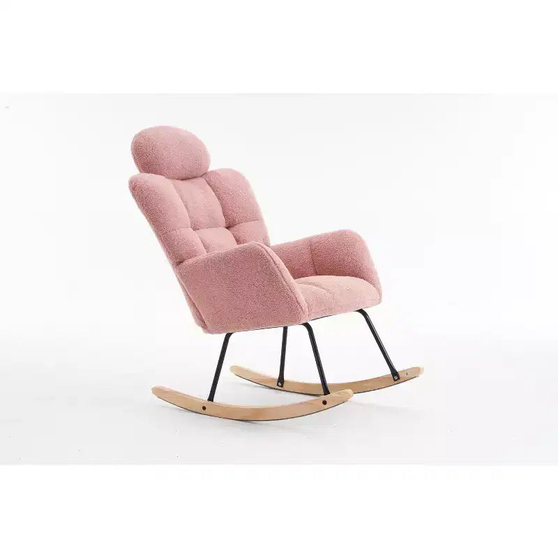 Zeus & Ruta Fauteuil d'appoint moderne du milieu du siècle, siège rembourré avec dossier haut et coussins (Ivoire/Gris foncé/Rose)