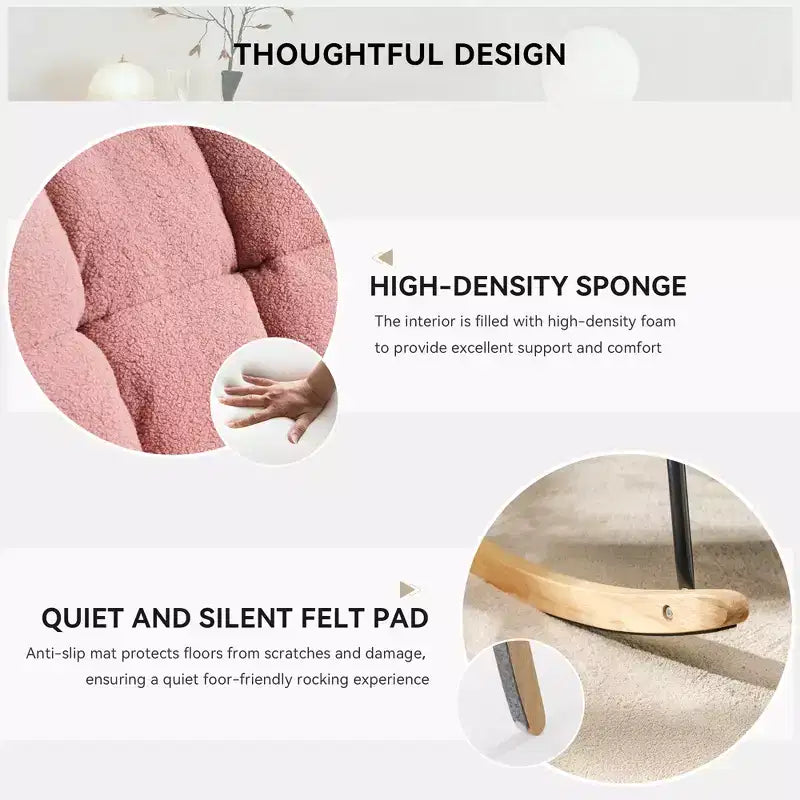 Zeus & Ruta Fauteuil d'appoint moderne du milieu du siècle, siège rembourré avec dossier haut et coussins (Ivoire/Gris foncé/Rose)