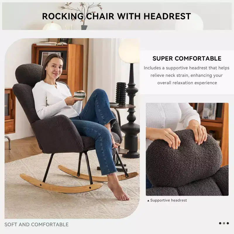 Zeus & Ruta Fauteuil d'appoint moderne du milieu du siècle, siège rembourré avec dossier haut et coussins (Ivoire/Gris foncé/Rose)