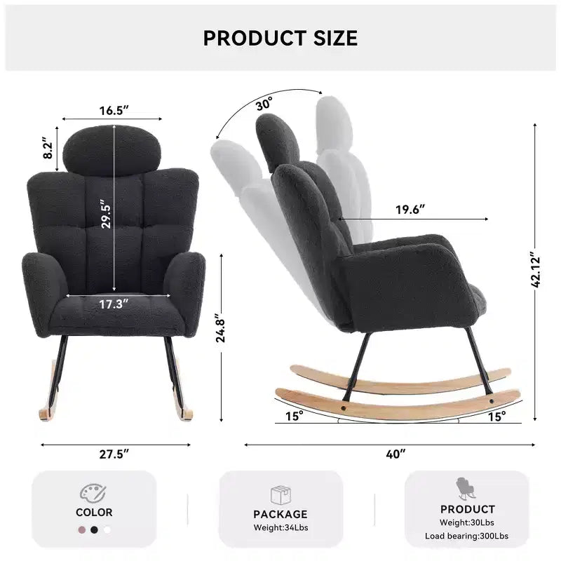 Zeus & Ruta Fauteuil d'appoint moderne du milieu du siècle, siège rembourré avec dossier haut et coussins (Ivoire/Gris foncé/Rose)