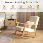 Costway Lot de 1 ou 2 fauteuils à bascule rembourrés avec oreiller et cadre en bois d'hévéa beige