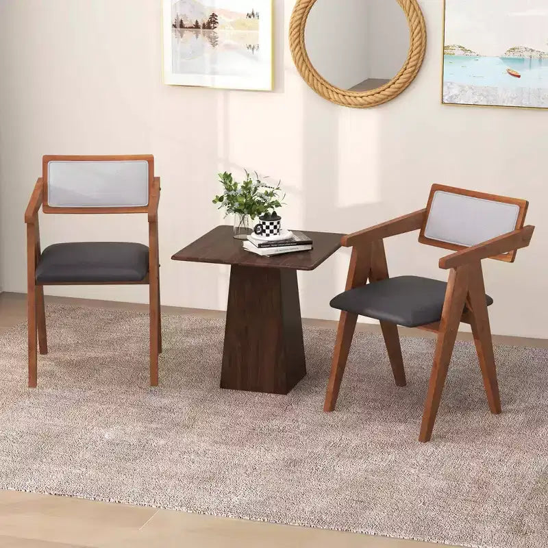 Costway Chaises d'appoint modernes (lot de 2 ou 4) avec coussins d'assise et dossiers en Leathaire marron
