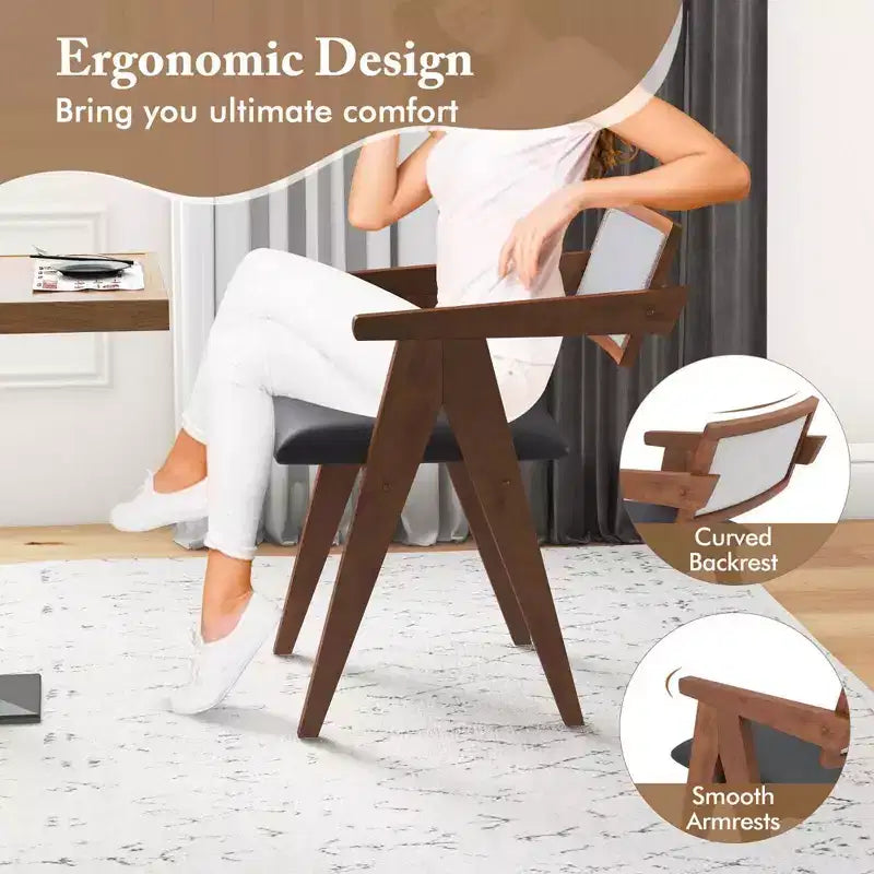 Costway Chaises d'appoint modernes (lot de 2 ou 4) avec coussins d'assise et dossiers en Leathaire marron