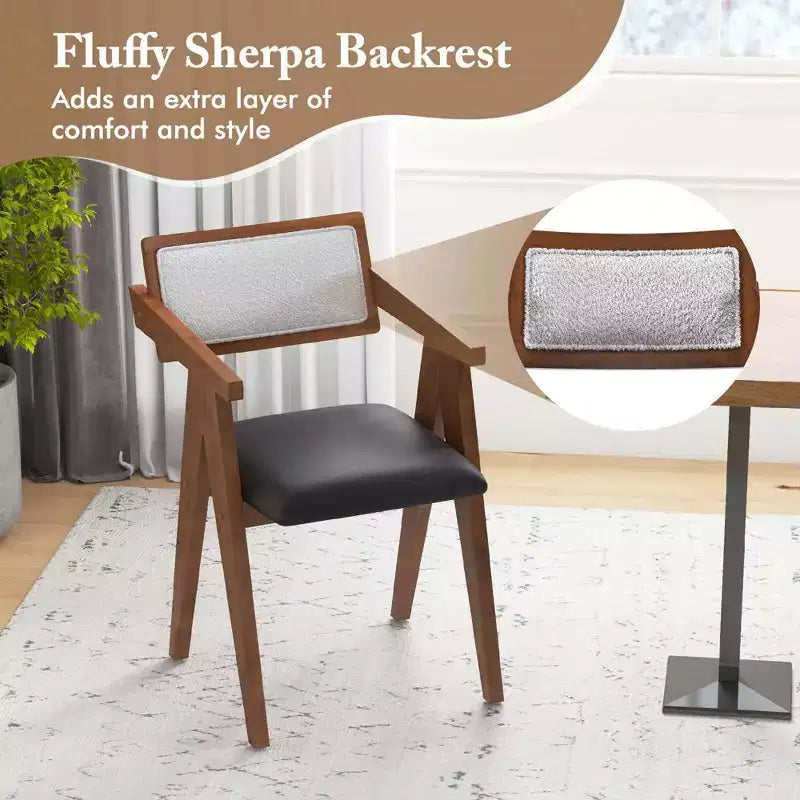 Costway Chaises d'appoint modernes (lot de 2 ou 4) avec coussins d'assise et dossiers en Leathaire marron