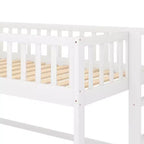 Lit mezzanine bas en bois Whisen de 77,4 L x 40,5 l avec échelle et toboggan, convient aux petits espaces