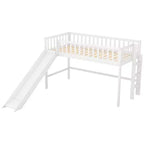 Lit mezzanine bas en bois Whisen de 77,4 L x 40,5 l avec échelle et toboggan, convient aux petits espaces