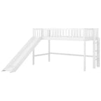 Lit mezzanine bas en bois Whisen de 77,4 L x 40,5 l avec échelle et toboggan, convient aux petits espaces