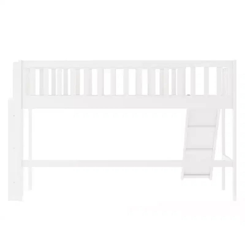 Lit mezzanine bas en bois Whisen de 77,4 L x 40,5 l avec échelle et toboggan, convient aux petits espaces