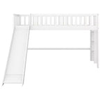 Lit mezzanine bas en bois Whisen de 77,4 L x 40,5 l avec échelle et toboggan, convient aux petits espaces