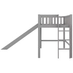 Lit mezzanine bas en bois Whisen de 77,4 L x 40,5 l avec échelle et toboggan, convient aux petits espaces