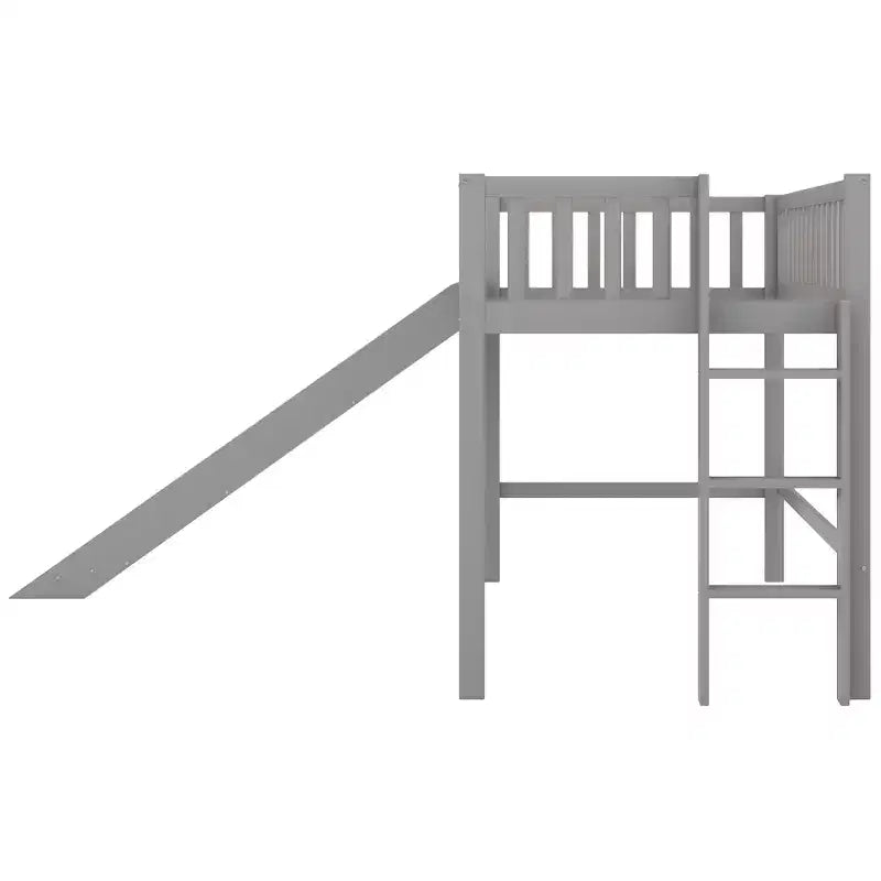 Lit mezzanine bas en bois Whisen de 77,4 L x 40,5 l avec échelle et toboggan, convient aux petits espaces