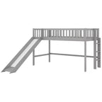 Lit mezzanine bas en bois Whisen de 77,4 L x 40,5 l avec échelle et toboggan, convient aux petits espaces