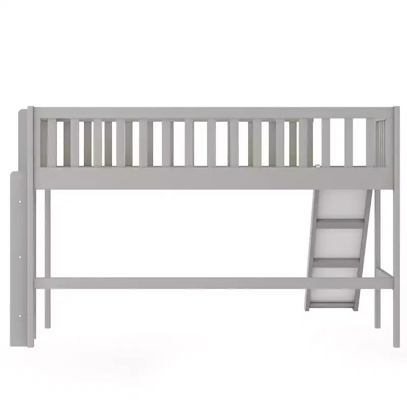 Lit mezzanine bas en bois Whisen de 77,4 L x 40,5 l avec échelle et toboggan, convient aux petits espaces