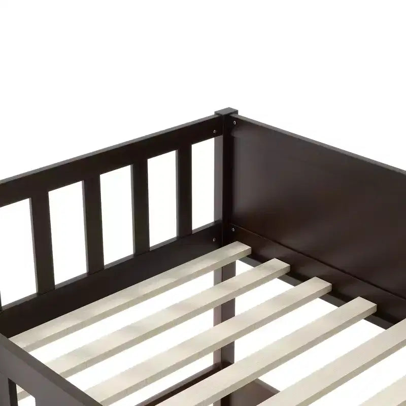 Lit superposé triple en bois d'hévéa, taille double, détachable, avec échelles et garde-corps Whisen