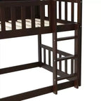 Lit superposé triple en bois d'hévéa, taille double, détachable, avec échelles et garde-corps Whisen