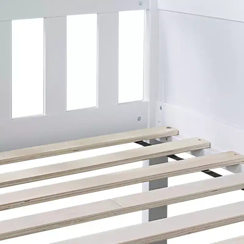 Lit superposé triple en bois d'hévéa, taille double, détachable, avec échelles et garde-corps Whisen
