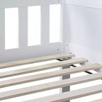 Lit superposé triple en bois d'hévéa, taille double, détachable, avec échelles et garde-corps Whisen