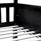 Lit superposé triple en bois d'hévéa, taille double, détachable, avec échelles et garde-corps Whisen