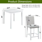 Ensemble de salle à manger 5 pièces à hauteur de comptoir : table carrée en bois, 4 chaises rembourrées avec décor en cristal, idéal pour la cuisine