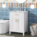24 inch bathroom storage cabinet with ceramic sink, luxurious and space saving dressing table