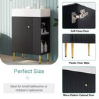 Meuble-lavabo de salle de bain blanc de 21,6, meuble combiné, meuble de rangement de salle de bain, évier simple en céramique, rangement côté droit