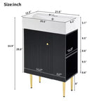 Meuble-lavabo de salle de bain blanc de 21,6, meuble combiné, meuble de rangement de salle de bain, évier simple en céramique, rangement côté droit
