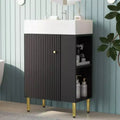 Meuble-lavabo de salle de bain blanc de 21,6, meuble combiné, meuble de rangement de salle de bain, évier simple en céramique, rangement côté droit