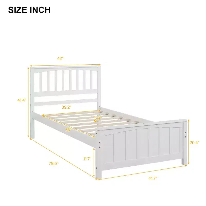 Lit plateforme en bois Whisen Classic de taille jumeau avec tête et pied de lit