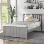 Whisen Classic Twin Size Wood Platform Bed with Headboard and Footboard