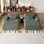 GDFStudio Candy 2 canapés-lits surdimensionnés en velours côtelé de 150 W, chaise longue de 75 D