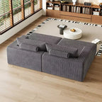 GDFStudio Candy 2 canapés-lits surdimensionnés en velours côtelé de 150 W, chaise longue de 75 D