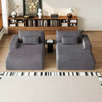 GDFStudio Candy 2 canapés-lits surdimensionnés en velours côtelé de 150 W, chaise longue de 75 D
