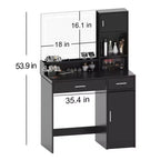 Coiffeuse 35,4W avec Miroir et Bande LED, Table de Maquillage avec Tiroirs, Commode de Rangement à 3 Niveaux et 3 Modes d'Éclairage - ModernLuxe