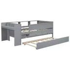 Lit de repos double multifonctionnel Whisen avec tiroirs et lit gigogne, rangement de tête de lit et tables, station de recharge USB