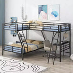 Whisen 117.3L x 78W Morden Design L-Shaped Twin over Full Bunk Bed with Twin Size Loft Bed and Built-in Desk