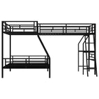 Whisen 117.3L x 78W Lit superposé en L moderne double sur lit superposé complet avec lit mezzanine double et bureau intégré