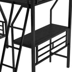 Whisen 117.3L x 78W Lit superposé en L moderne double sur lit superposé complet avec lit mezzanine double et bureau intégré